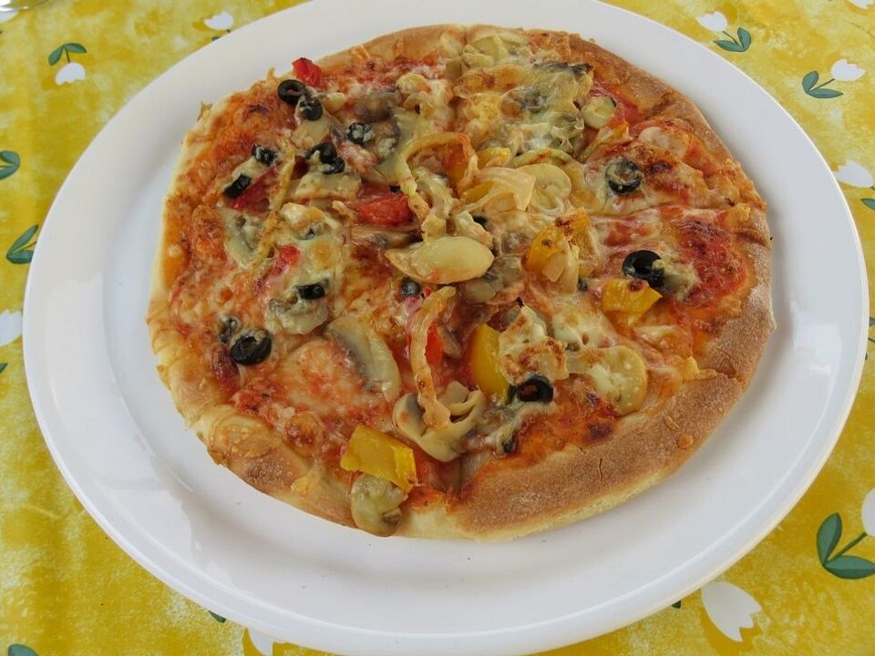 Pizza Knoblauch Champignon Paprika - vegan von healing21| Chefkoch