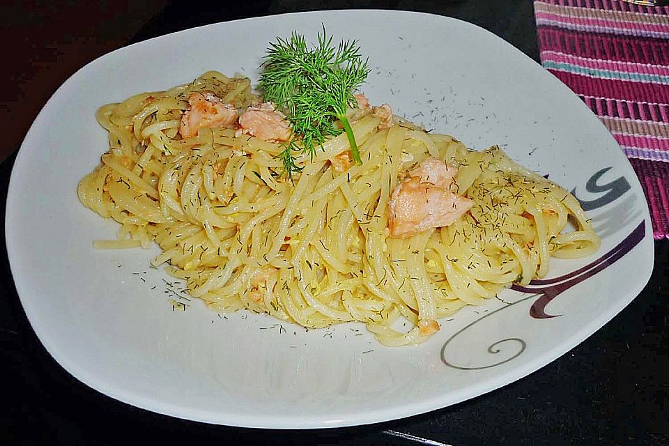 Spaghetti mit Lachs und Zitronensauce