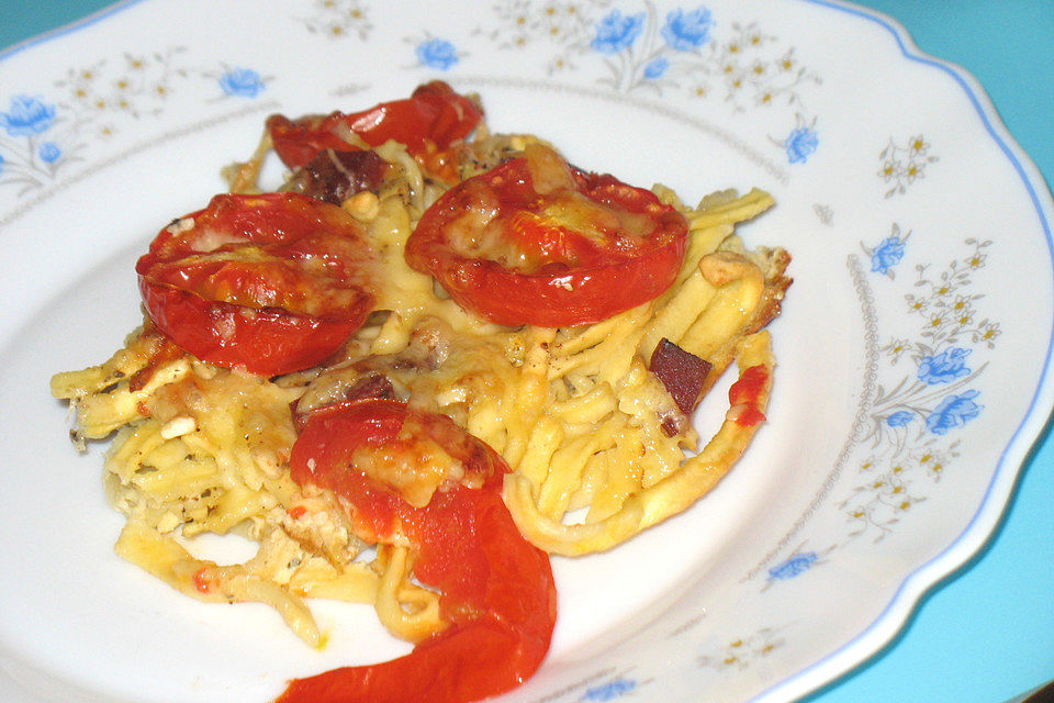 Tomaten-Spätzle Pizza