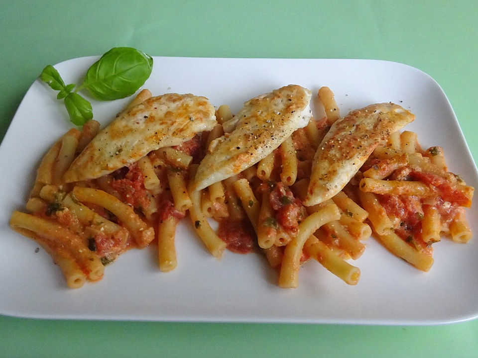 Gebratenes Hühnchen mit Tomatenpasta von Amaltheia_Eurynome| Chefkoch