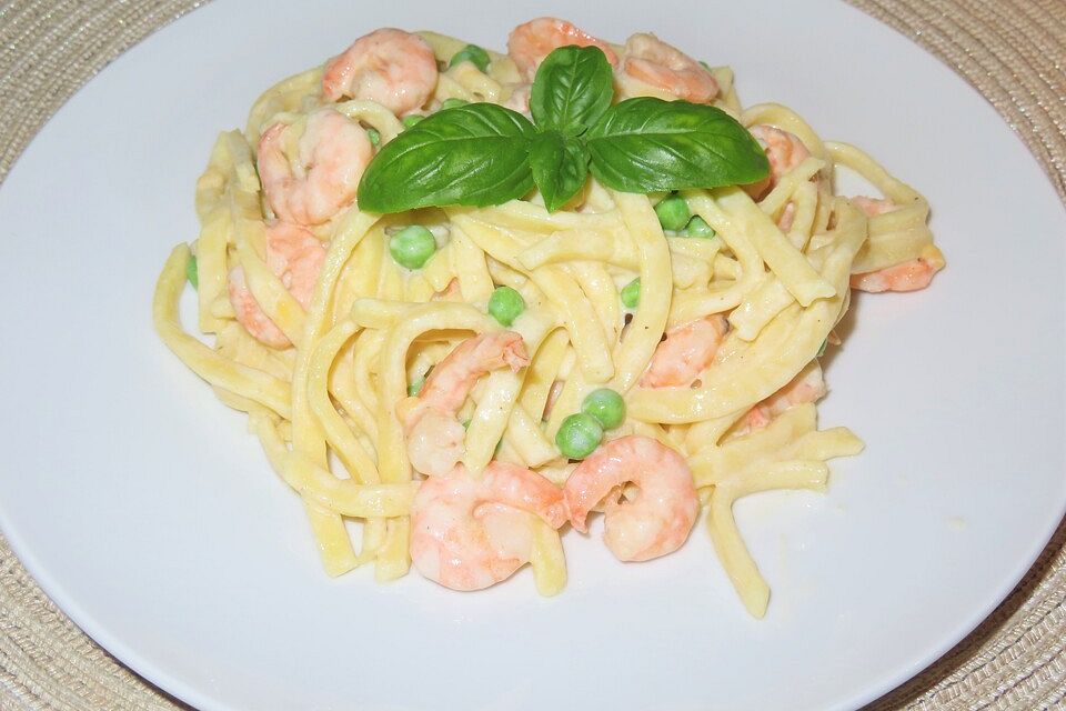 Fettuccine Alfredo mit Shrimps