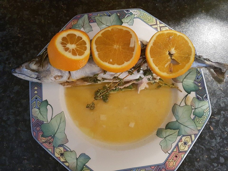 Gedünstete Makrele in Orangen-Knoblauch Vinaigrette von Bond008| Chefkoch