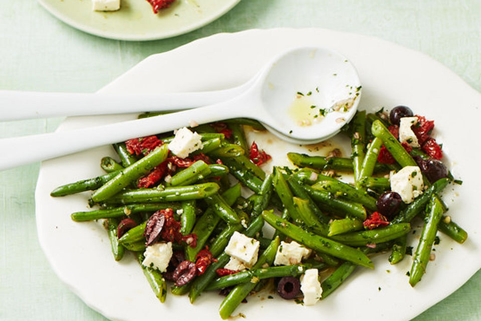 Grüner Bohnensalat mit getrockneten Tomaten