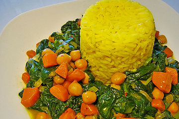 Veganes Kichererbsen-Curry mit Spinat und Möhren