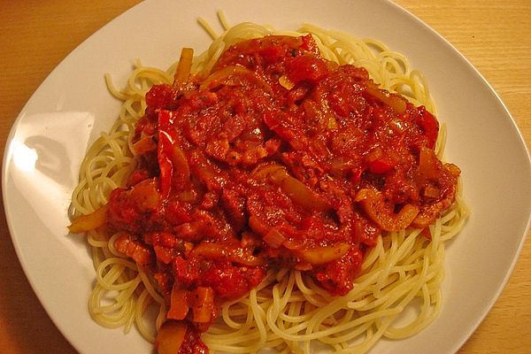 Spaghetti mit Paprika-Tomatensauce von Renni2 | Chefkoch