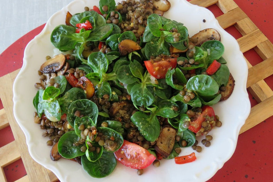 Linsensalat mit Feldsalat