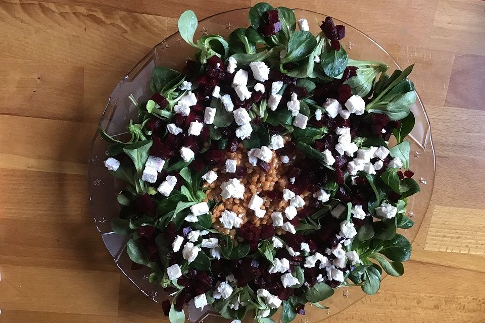 Feldsalat mit Linsen, Rote Bete und Schafskäse