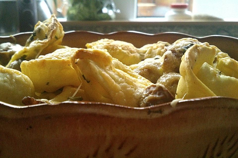 Tortellini mit Spargel, überbacken, vegetarisch