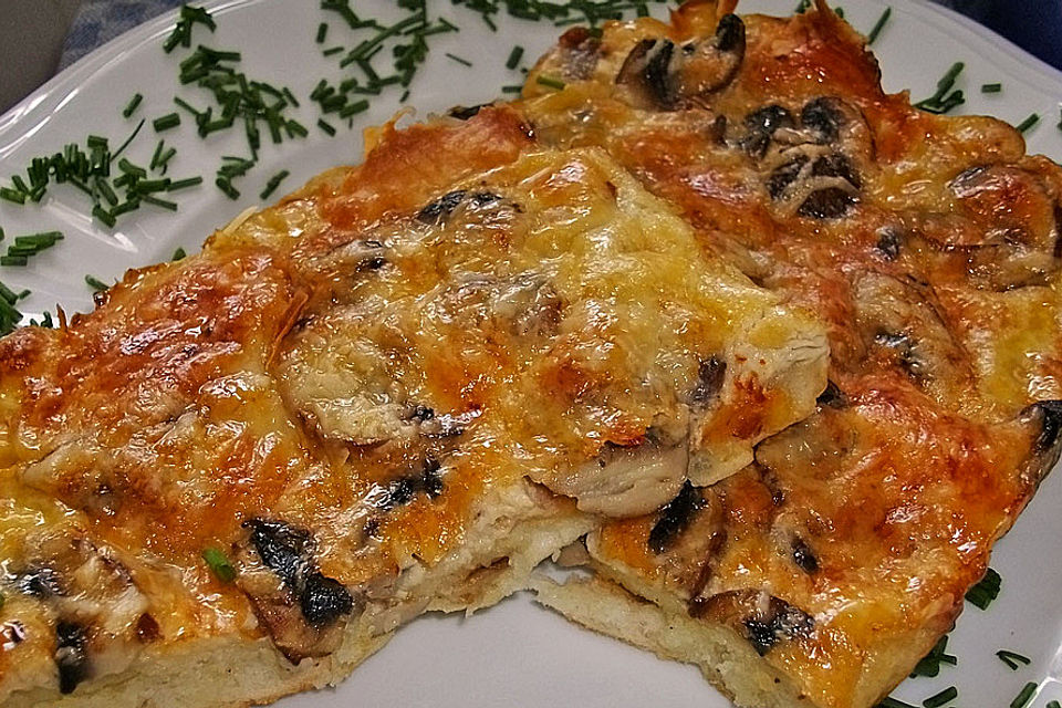 Champignontarte mit Emmentaler