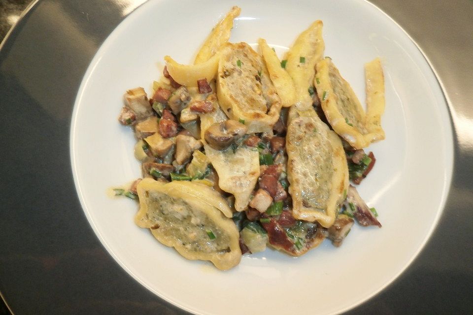 Maultaschen-Jägerpfanne