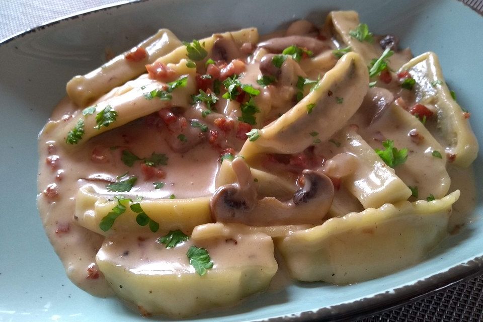 Maultaschen-Jägerpfanne