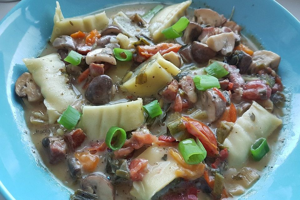 Maultaschen-Jägerpfanne