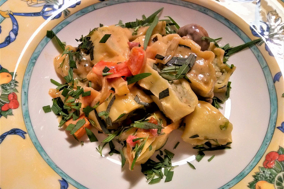 Maultaschen-Jägerpfanne