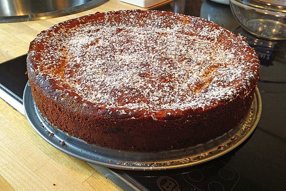 Apfelkuchen ohne Boden mit Quark-Vanillepudding