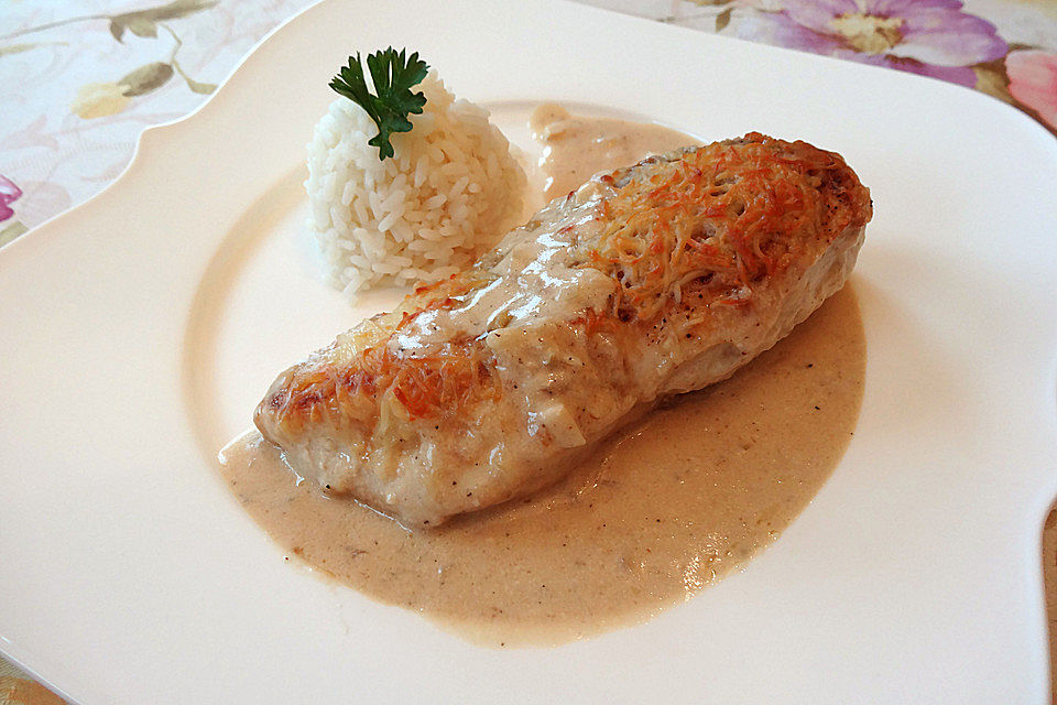 Hähnchenbrust überbacken in Sahne-Knoblauch-Soße