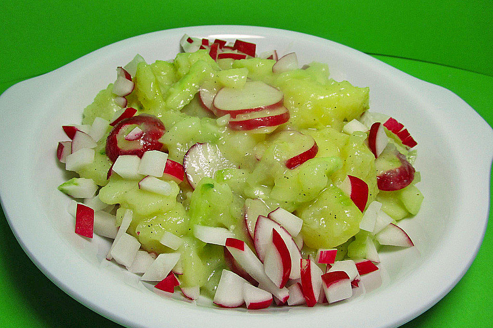 Kartoffel-Radieschen Salat mit Salatgurke und Kräutern