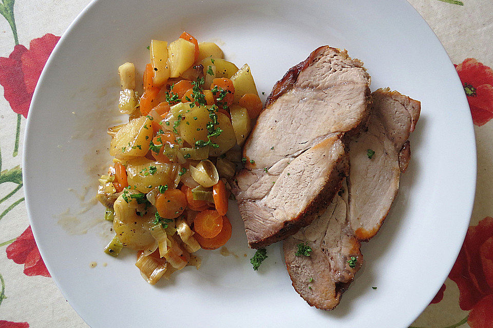 Geschmorter Spießbraten vom Blech