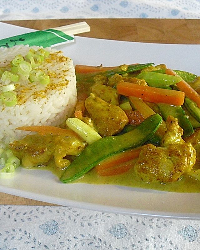 Hähnchenbrust mit Currygemüse