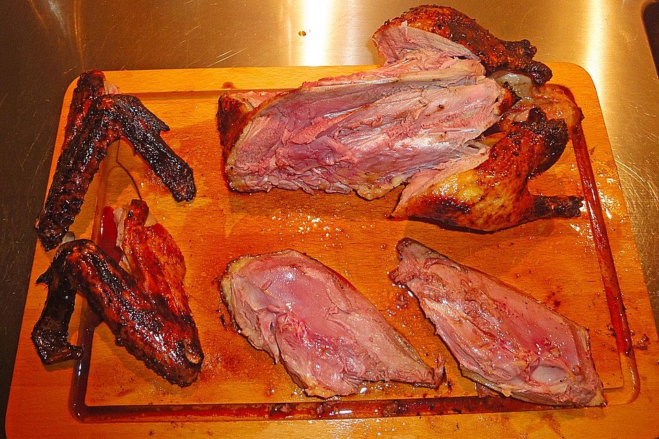 Ganze Ente, rosa gebraten und in zwei Gängen serviert