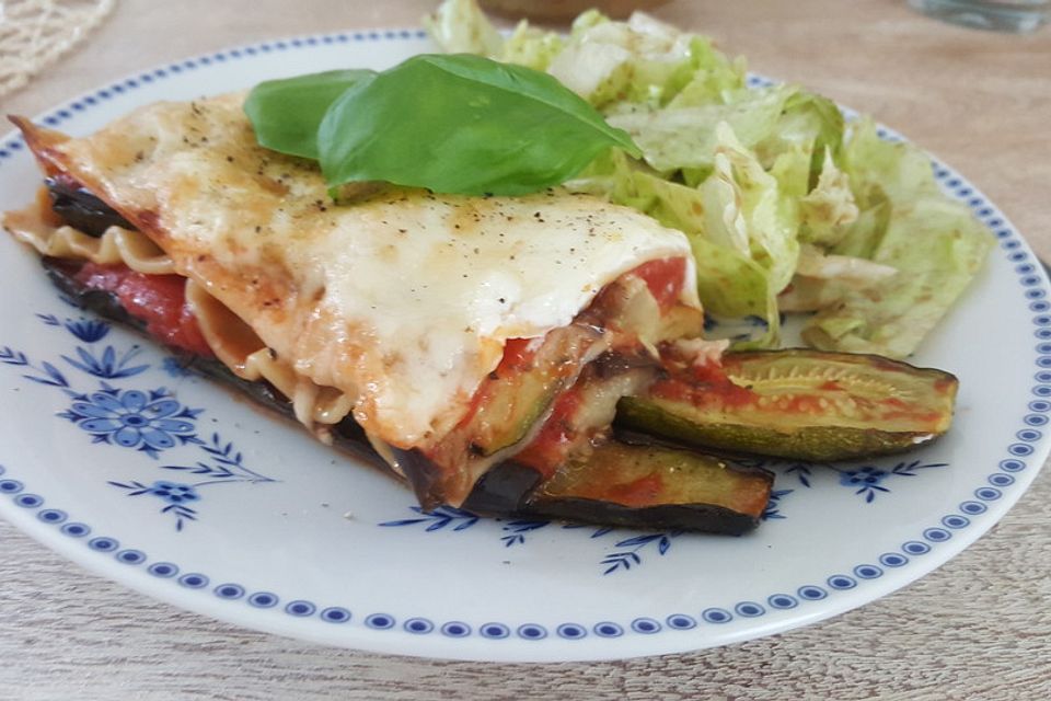 Auberginen-Zucchini Lasagne mit Ziegenkäse