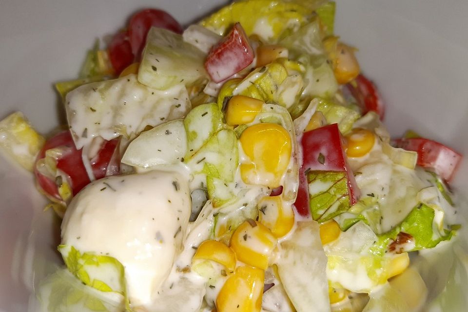 Bunter Salat mit Joghurt-Dressing