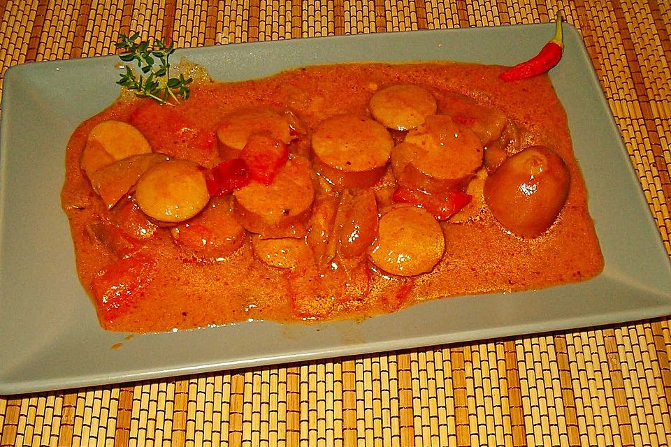 Würstchengulasch mit Paprika