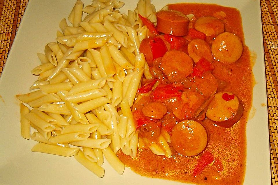 Würstchengulasch mit Paprika