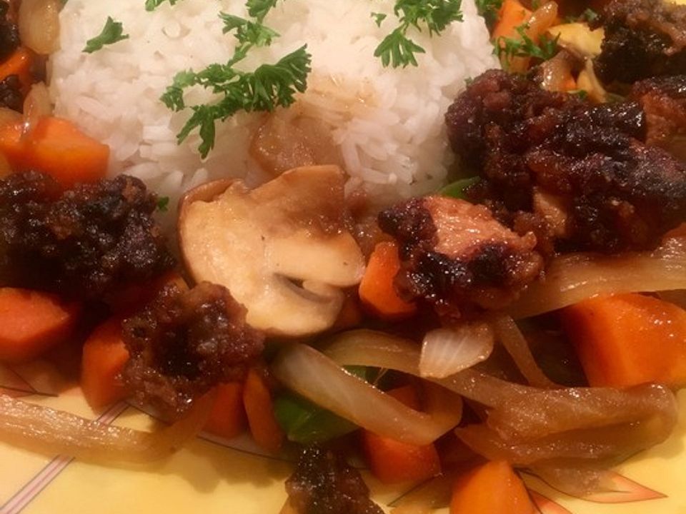 Asiatische Hähnchennuggets mit Gemüse