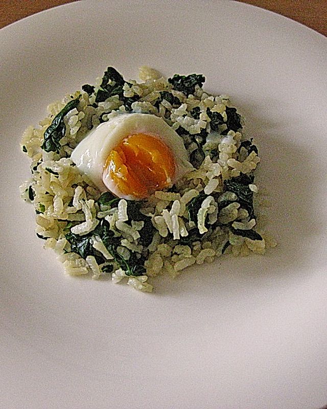 Onsen-Ei auf Spinat-Risotto