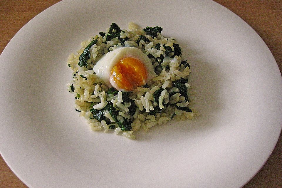 Onsen-Ei auf Spinat-Risotto