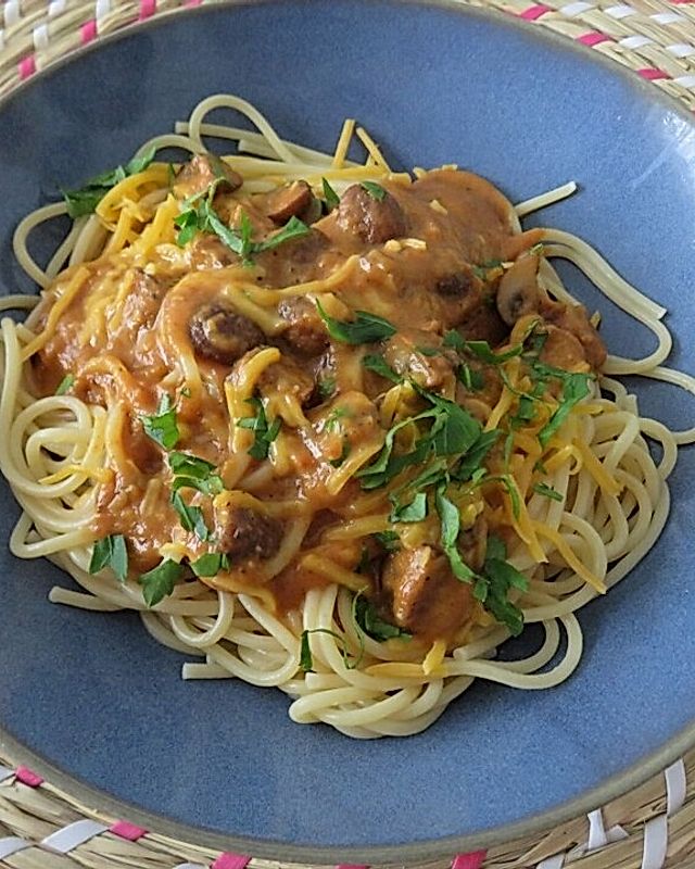 Spaghetti mit Pilz-Maronen-Soße