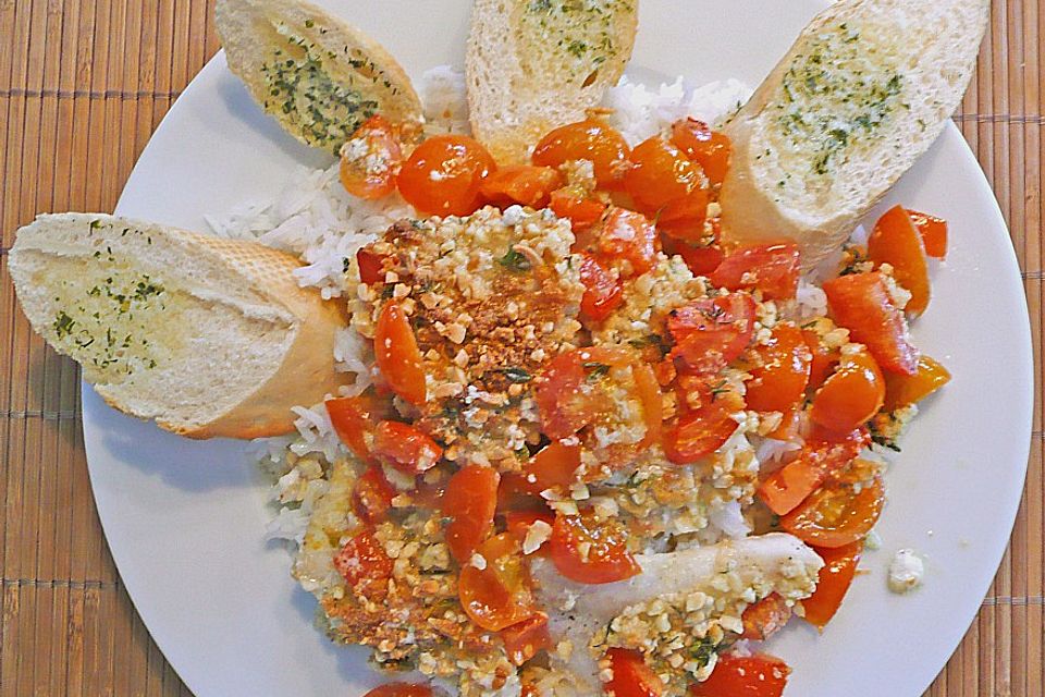 Gratiniertes Rotbarschfilet mit Thymian und Tomaten