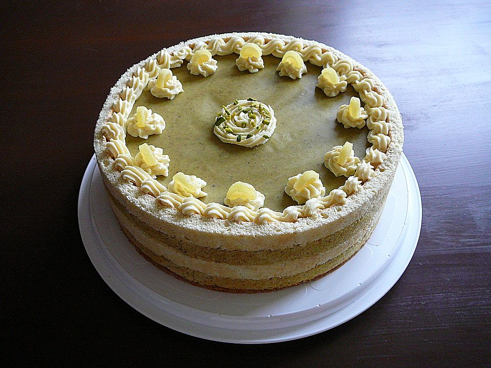 Gestreifte Pistazien-Zitronen-Torte von Fritzi173| Chefkoch