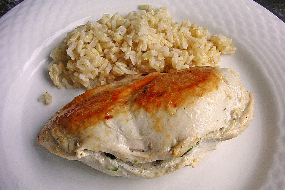 Putenfilet mit Spinat-Frischkäse-Füllung