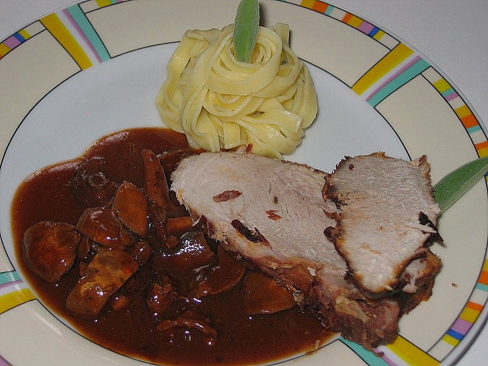 Schinkenbraten gespickt mit Parmaschinken in Rotweinsauce von ...