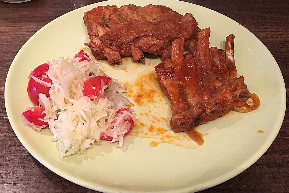 Amerikanische BBQ Spareribs die auf der Zunge zergehen