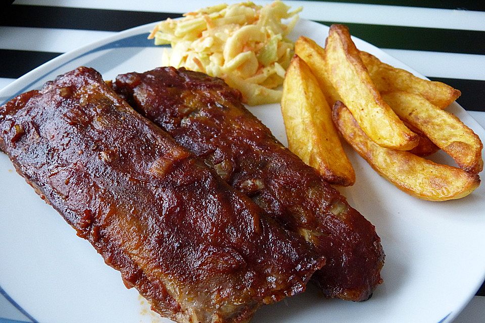 Amerikanische BBQ Spareribs die auf der Zunge zergehen