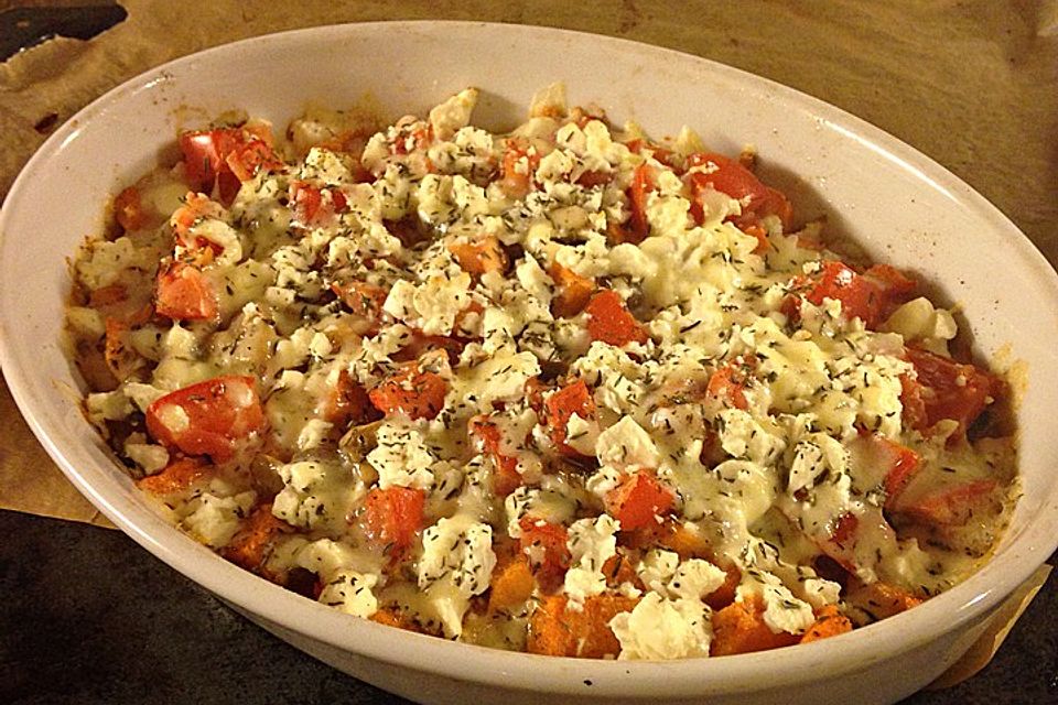 Kürbis-Feta-Tomaten-Auflauf