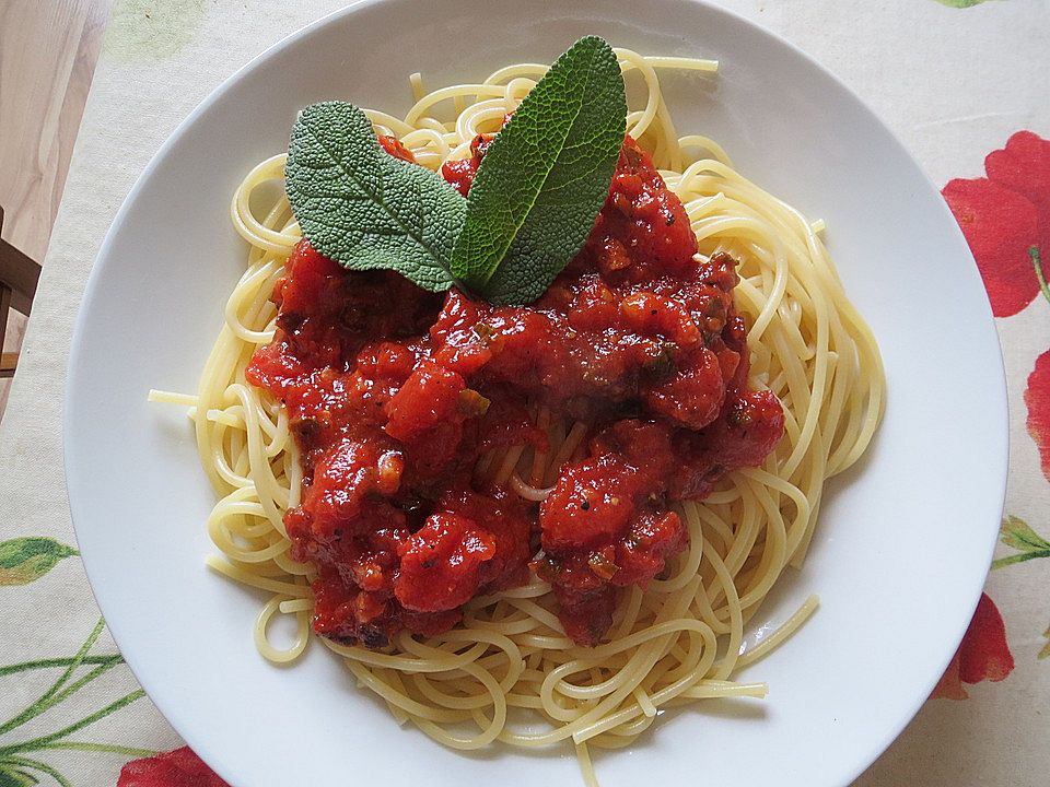 Tomaten-Spaghetti mit Speck und Salbei von riga53 | Chefkoch
