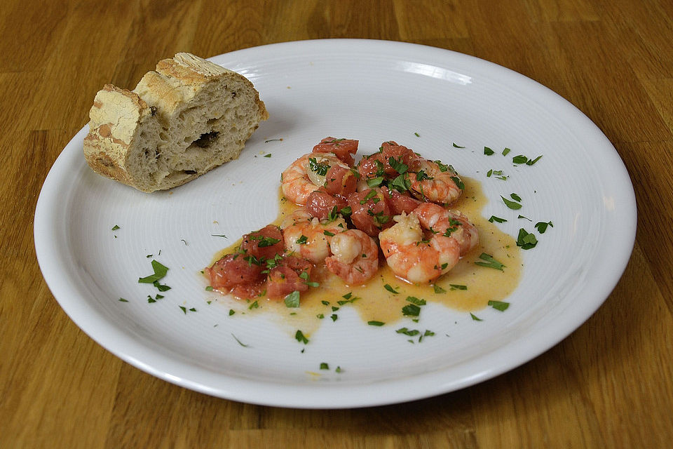 Garnelen mit Knoblauch-Kräuter-Soße