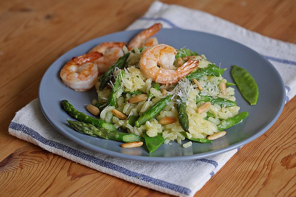 Spargel-Zuckerschoten-Risotto