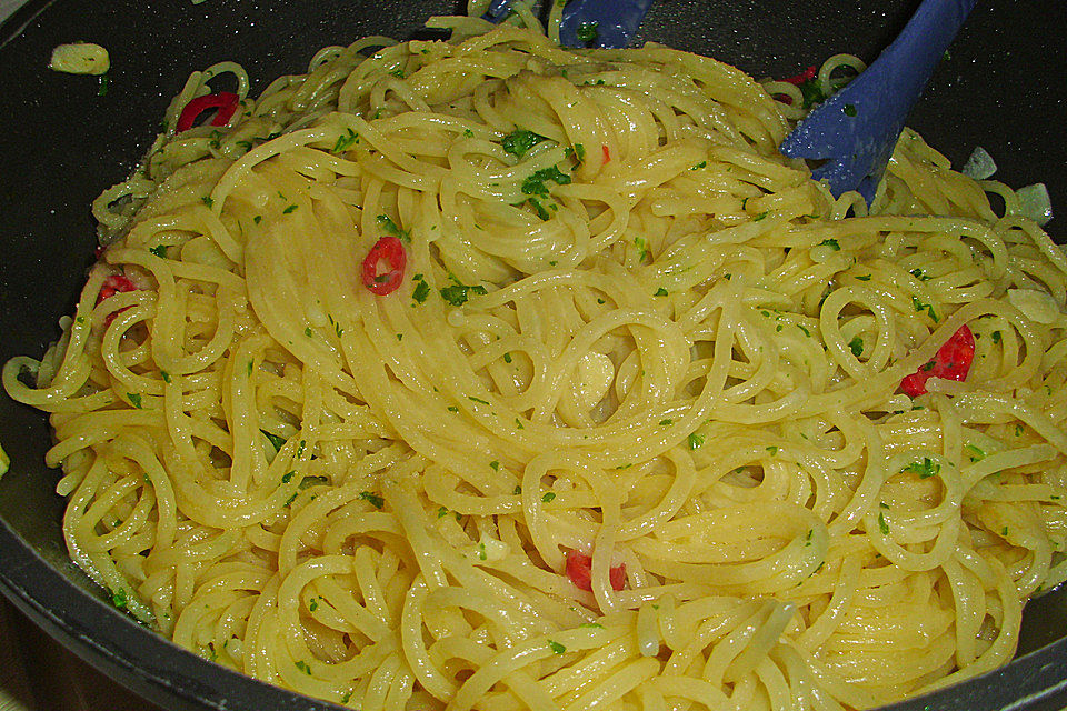 Chili - Spaghetti mit Knoblauch