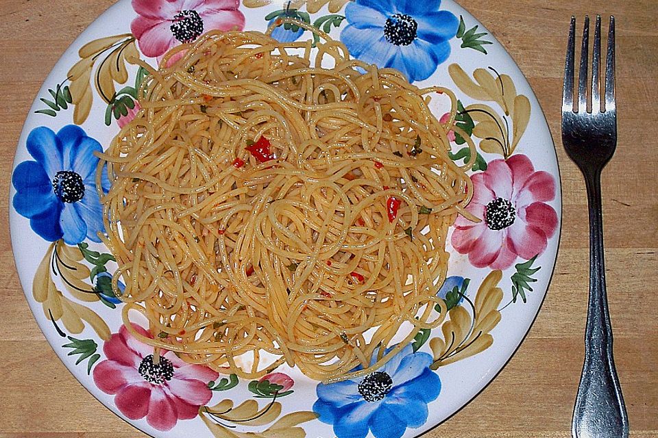 Chili - Spaghetti mit Knoblauch