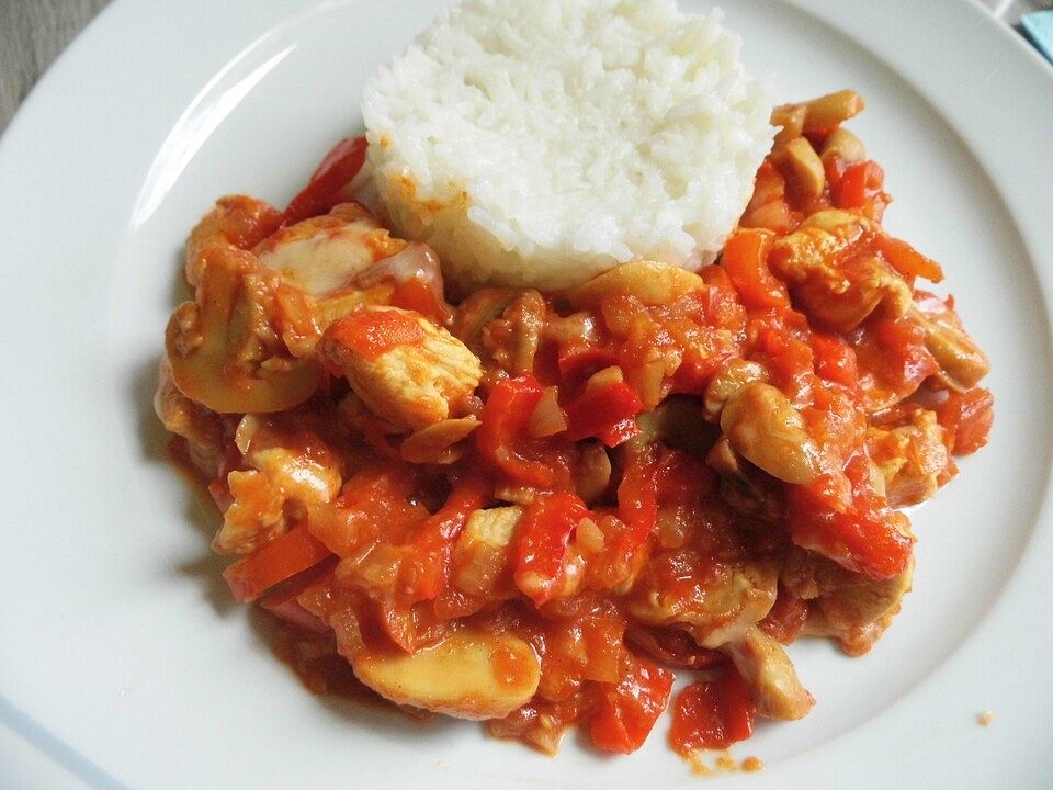 Hähnchengeschnetzeltes mit Champignons und Paprika von KochMaus667 ...