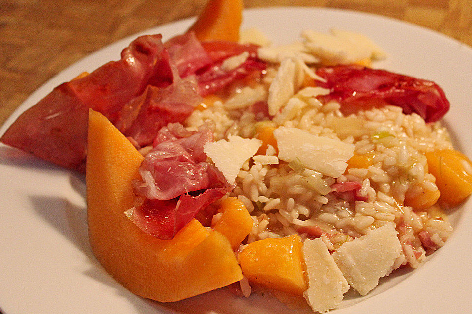 Risotto mit Rohschinken und Zuckermelone