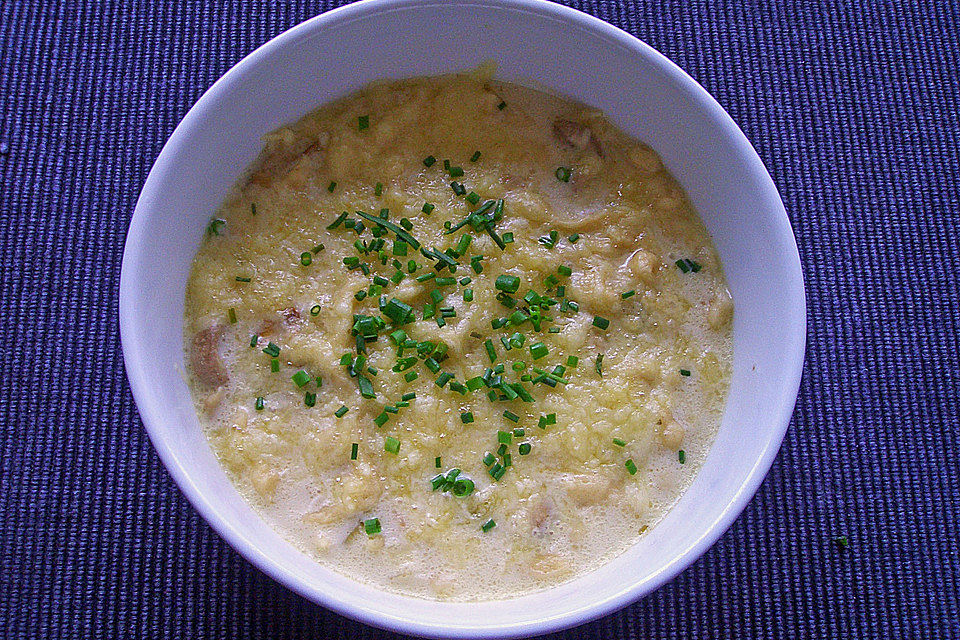 Kässpätzlesuppe mit Champignons