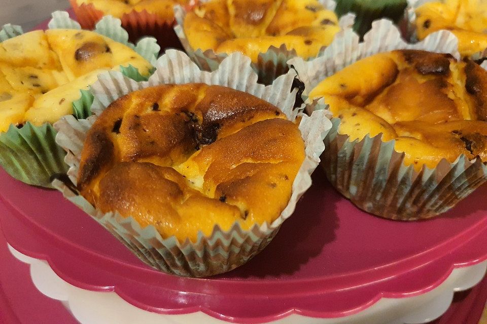 Käsekuchenmuffins mit Zartbitterschokolade