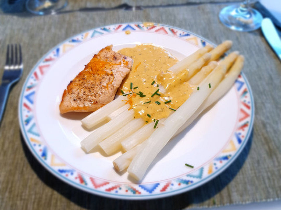 Spargel und Lachs mit Orangensauce von Monika | Chefkoch