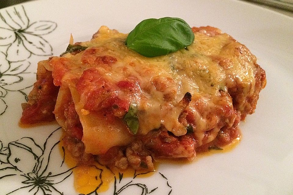 Cannelloni mit Tomaten-Basilikum-Hackfleisch-Füllung