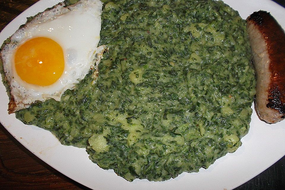 Kartoffelpüree mit Spinat und Frühlingsquark